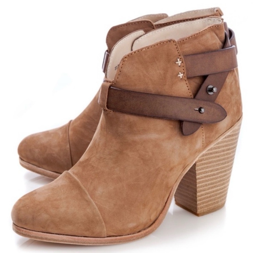 Rag & Bone Harrow Ankle Boots Camel Suede Nubuck Leather Size 7/37 Bohemian Moto